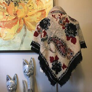 Vintage Cottagecore Shabby Chic Floral Paisley Square Scarf
